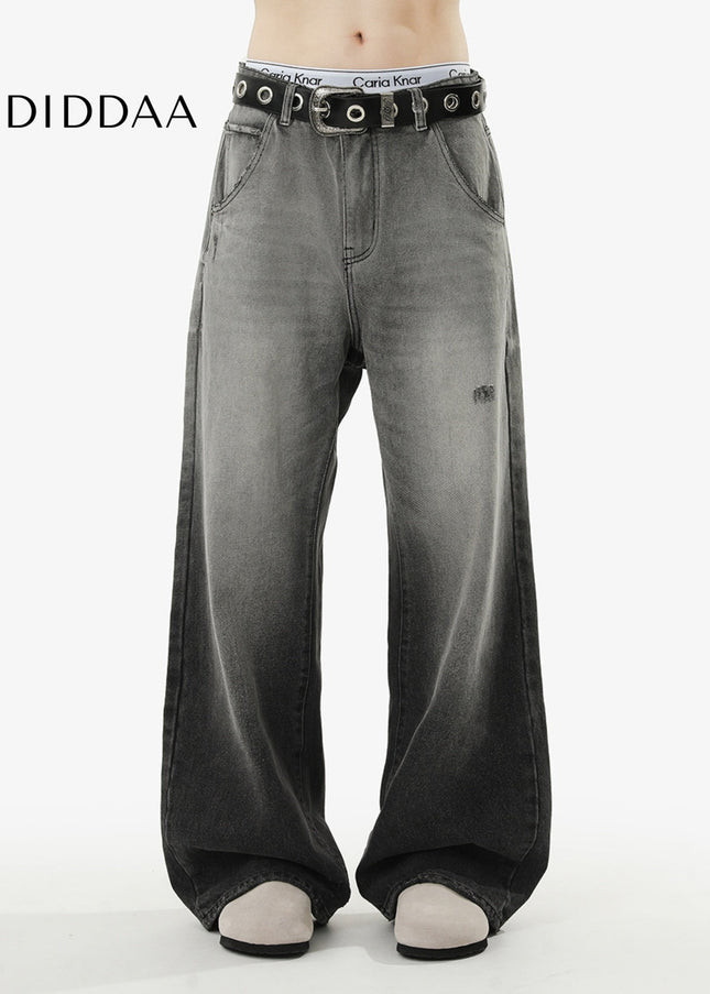 Washed Blue Loose Fit Straight Jeans for Men and Women - Men’s Jeans