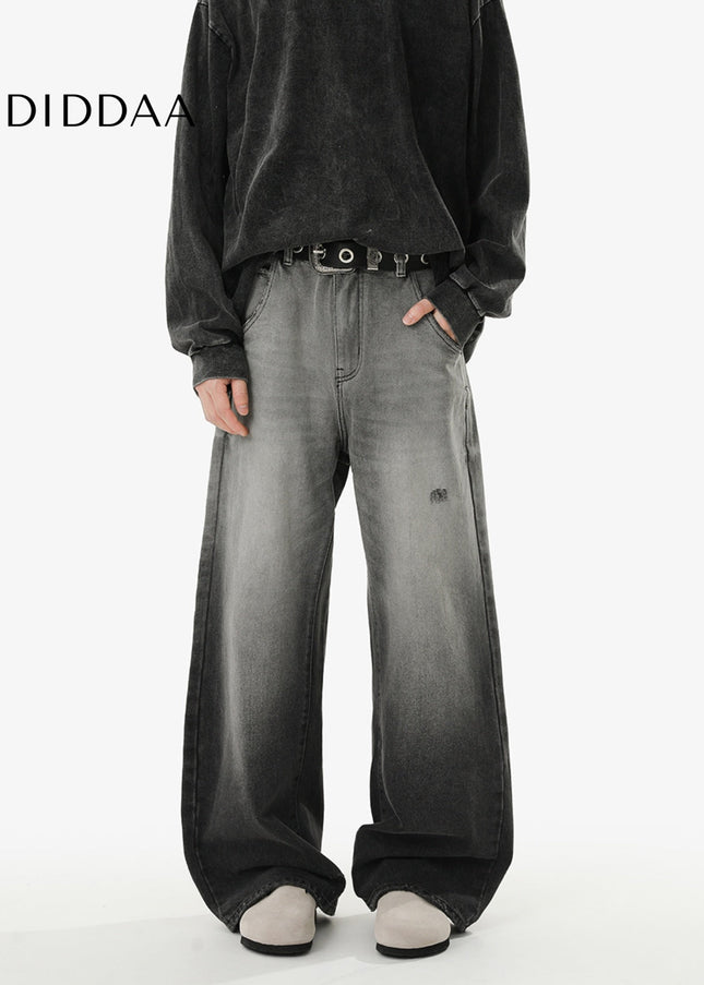 Washed Blue Loose Fit Straight Jeans for Men and Women - Men’s Jeans