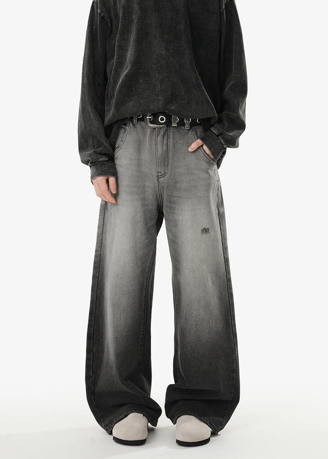 Washed Blue Loose Fit Straight Jeans for Men and Women - S / Grey - Men’s Jeans