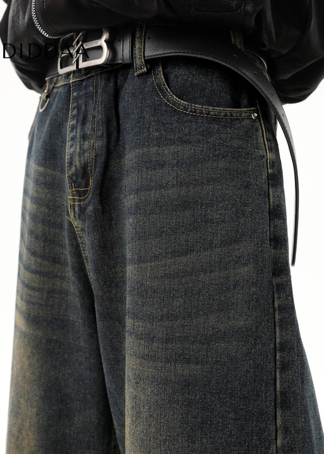 Washed Blue Loose Fit Straight Mop Jeans - Men’s Jeans
