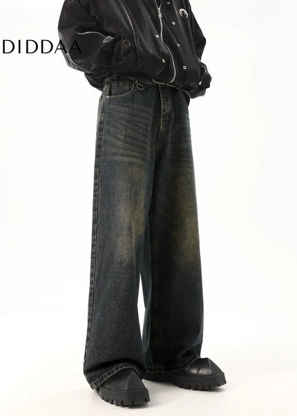 Washed Blue Loose Fit Straight Mop Jeans - Men’s Jeans