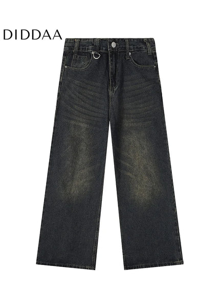 Washed Blue Loose Fit Straight Mop Jeans - Men’s Jeans