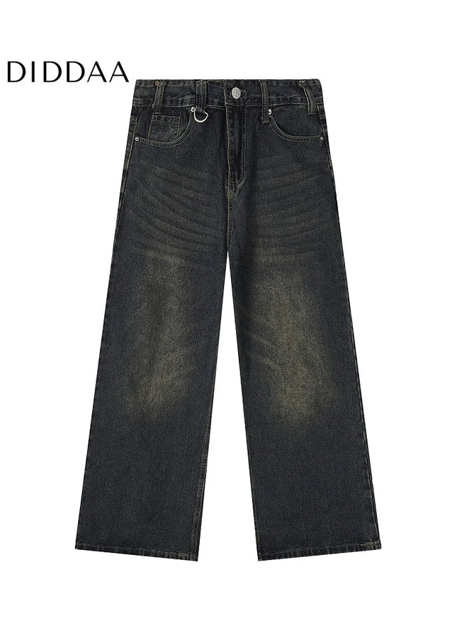 Washed Blue Loose Fit Straight Mop Jeans - Men’s Jeans