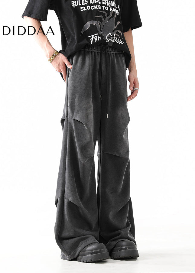 Washed Blue Loose Fit Straight Pants for Men - Unisex Sweatpants