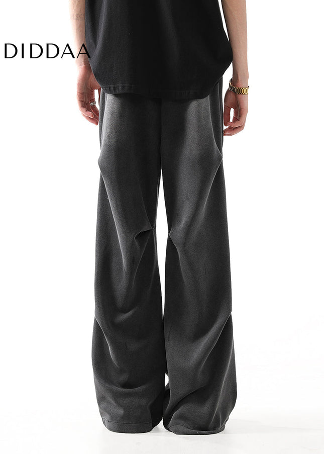 Washed Blue Loose Fit Straight Pants for Men - Unisex Sweatpants