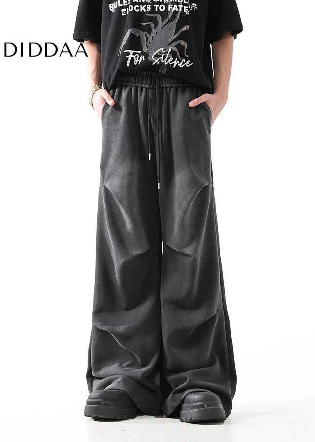 Washed Blue Loose Fit Straight Pants for Men - Unisex Sweatpants