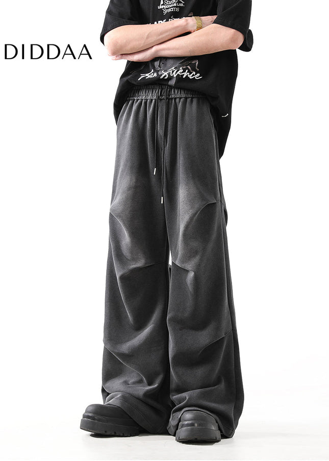 Washed Blue Loose Fit Straight Pants for Men - Unisex Sweatpants