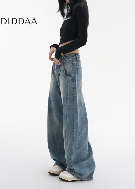 Washed Blue Loose Machete Wide-Leg Jeans for Women - Women’s Jeans