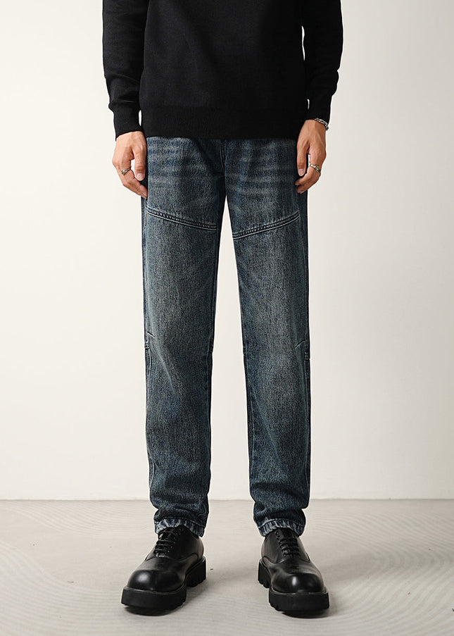 Washed Blue Loose Micro Tapered Cargo Jeans - 28 / Dark Blue - Men’s Jeans