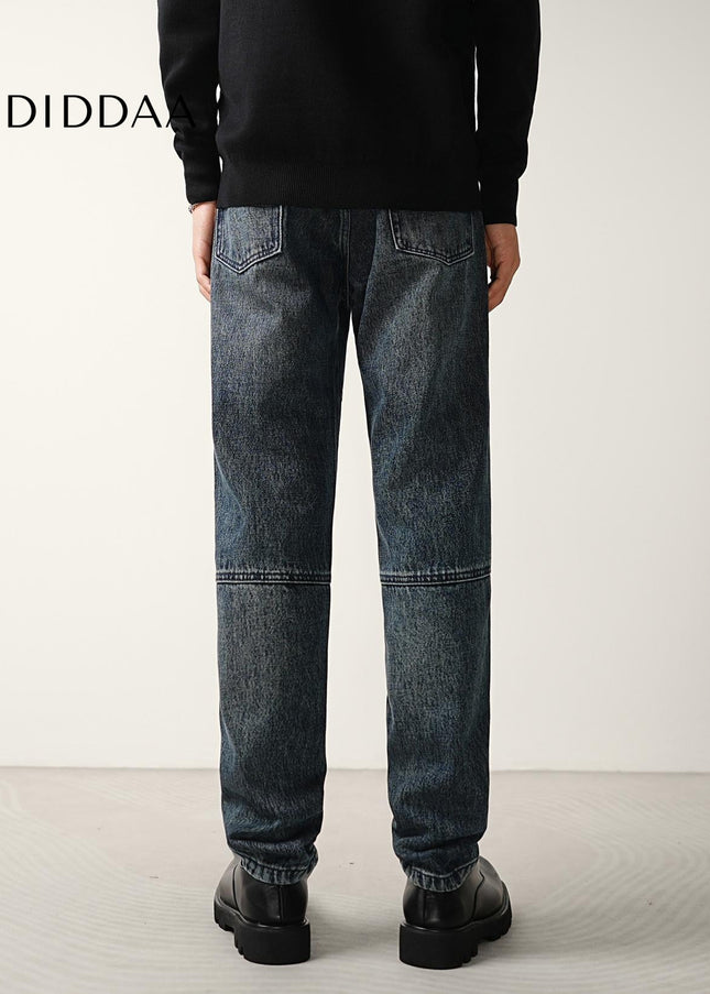 Washed Blue Loose Micro Tapered Cargo Jeans - Men’s Jeans