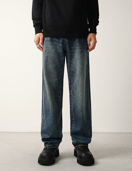 Washed Blue Loose Straight Jeans for Men - 28 / Dark Blue - Men’s Jeans