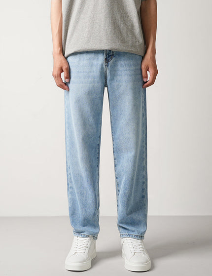 Washed Blue Loose Straight Jeans for Men Trend 2024 - 28 / Mid Blue - Men’s Jeans