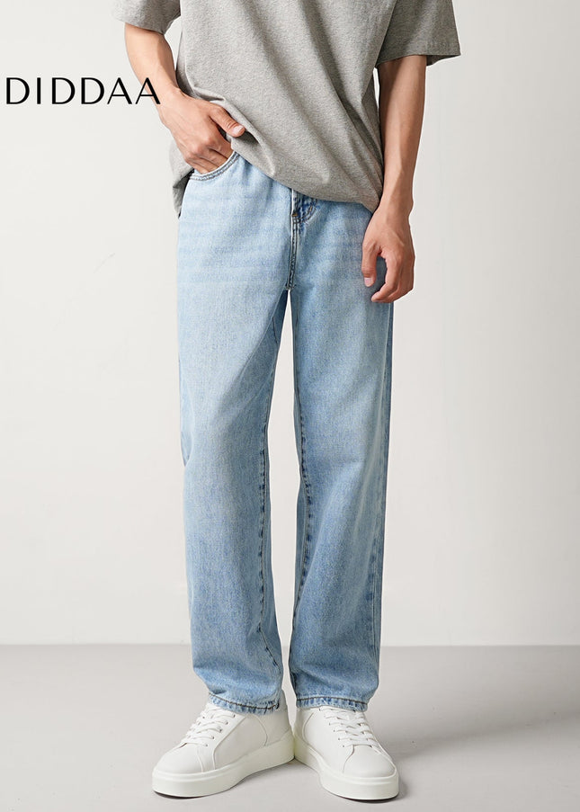 Washed Blue Loose Straight Jeans for Men Trend 2024 - Men’s Jeans