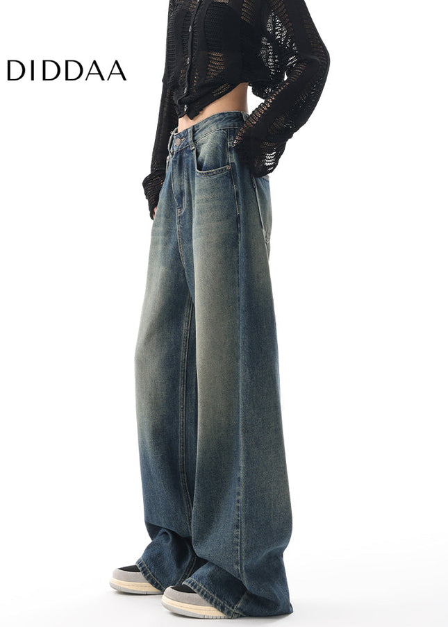 Washed Blue Loose Wide Leg Jeans KEN STUDIO2025 Retro - Women’s Jeans