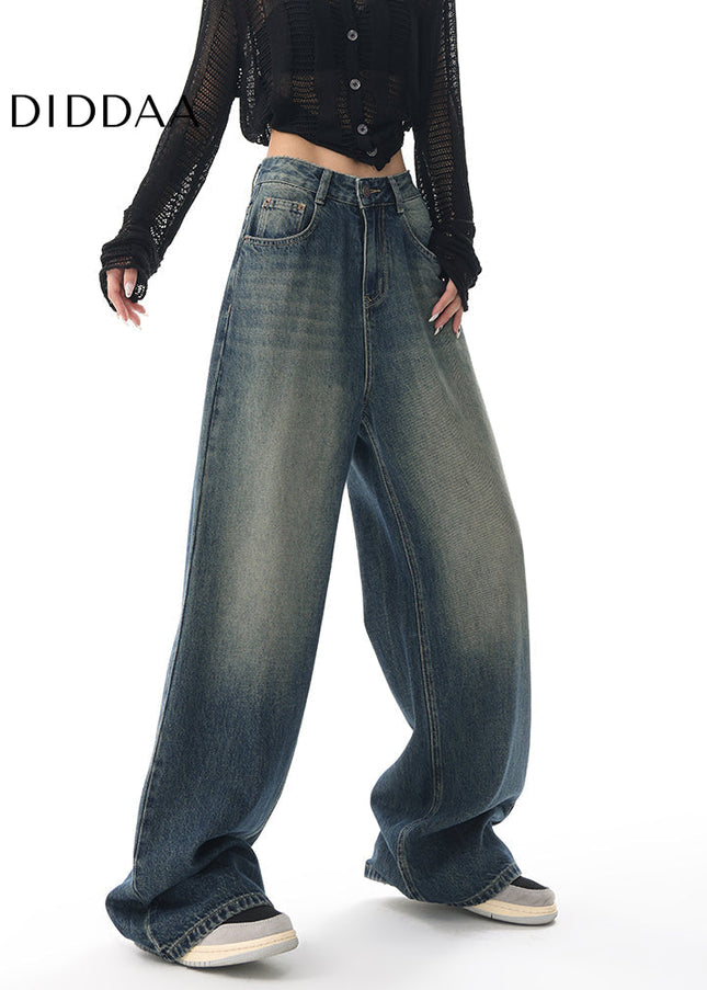 Washed Blue Loose Wide Leg Jeans KEN STUDIO2025 Retro - Women’s Jeans