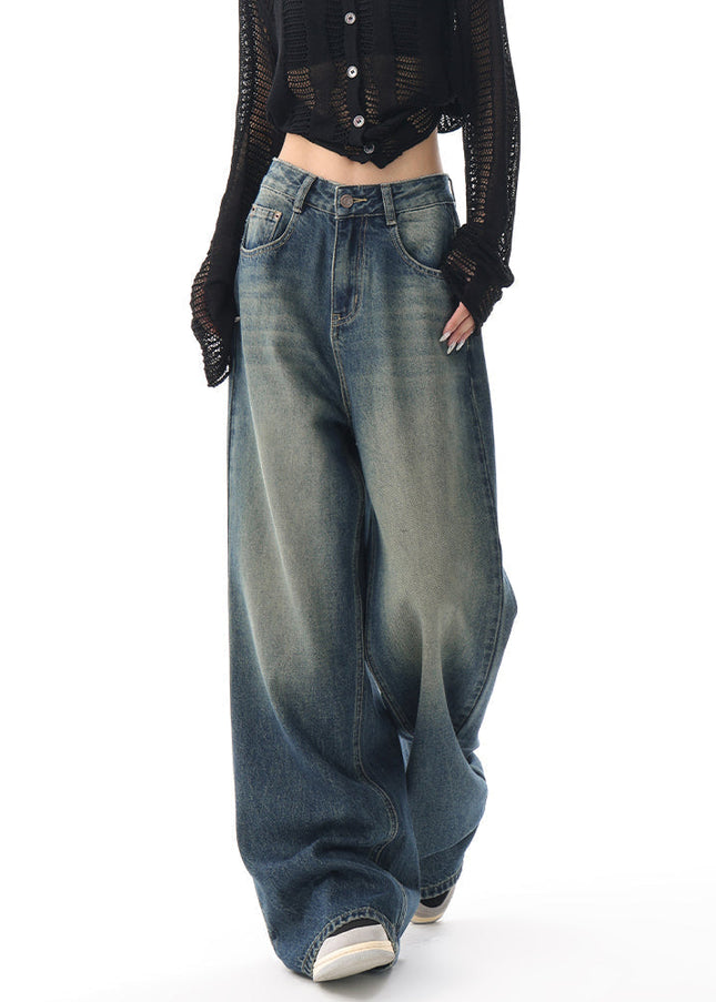 Washed Blue Loose Wide Leg Jeans KEN STUDIO2025 Retro - Women’s Jeans
