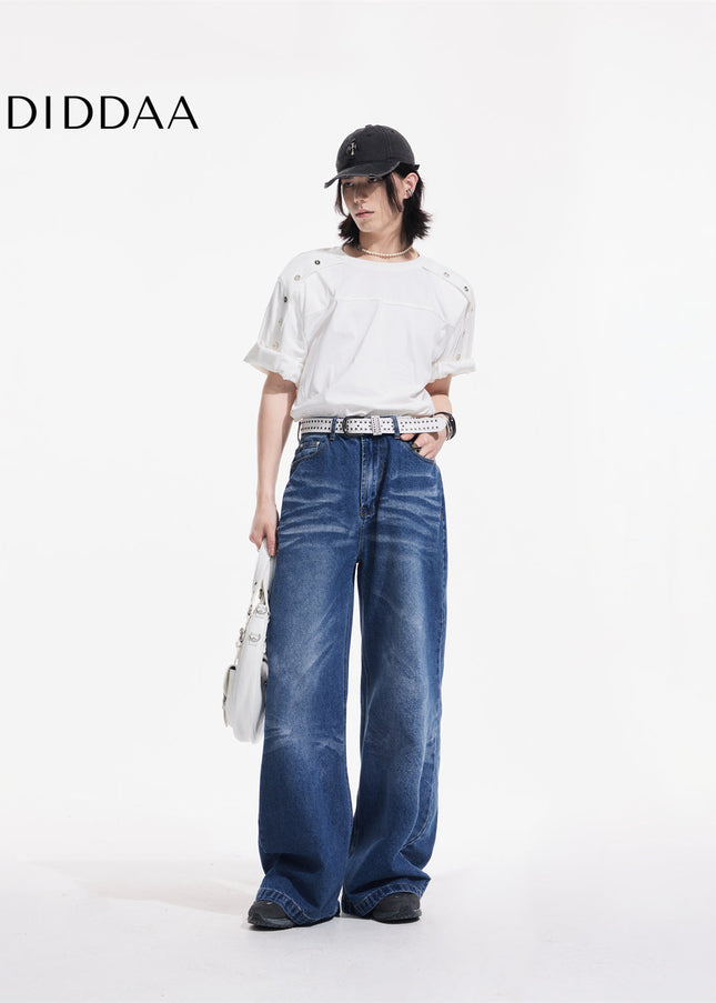 Washed Blue Minimalist Straight Fit Unisex Jeans - Men’s Jeans