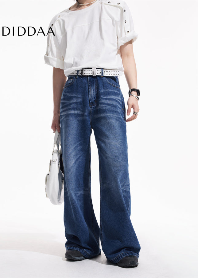 Washed Blue Minimalist Straight Fit Unisex Jeans - Men’s Jeans