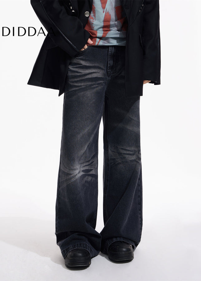 Washed Blue Minimalist Straight Fit Unisex Jeans - XL - Men’s Jeans