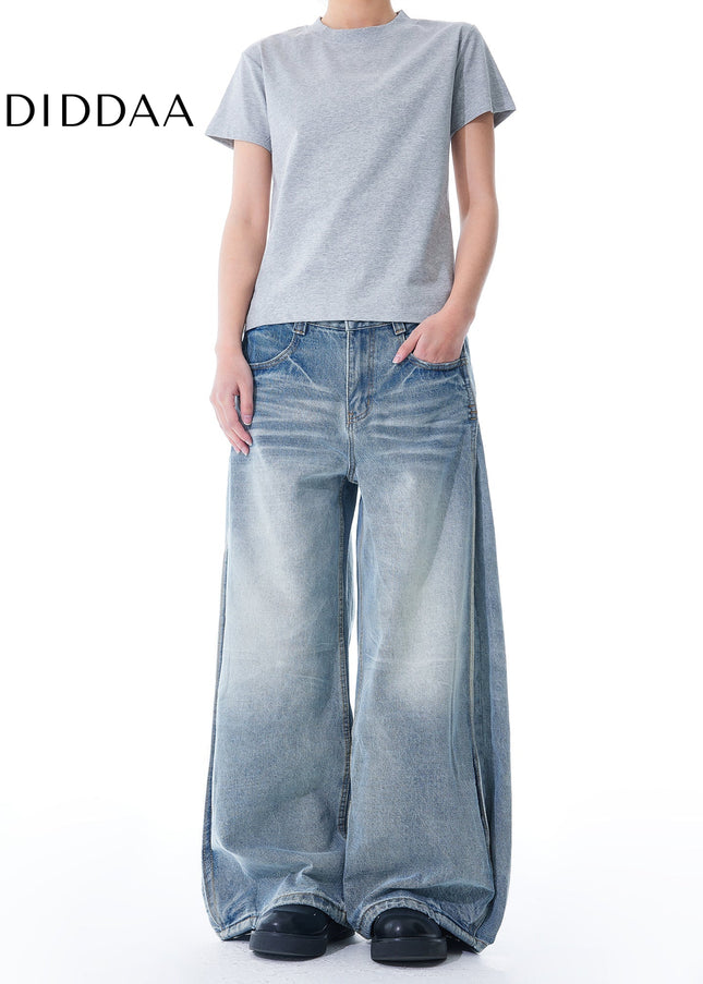 Washed Blue Relaxed Cleanfit Straight Leg Jeans - Men’s Jeans