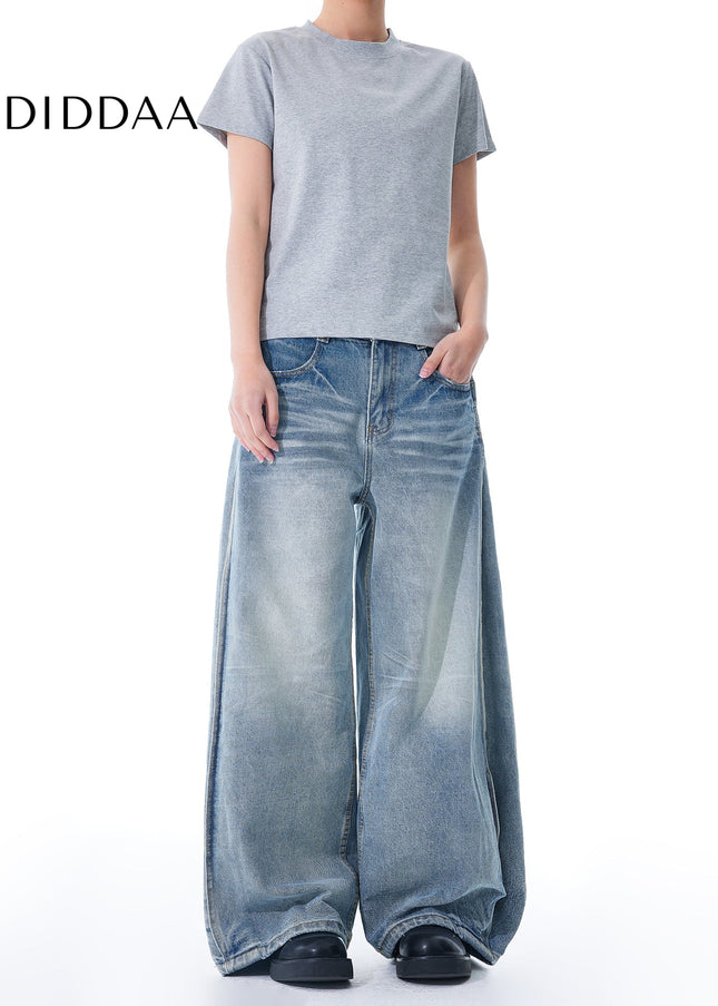 Washed Blue Relaxed Cleanfit Straight Leg Jeans - Men’s Jeans