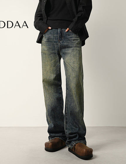 Washed Blue Retro Panelled Flared Jeans for Men - 28 / Dark Blue - Men’s Jeans