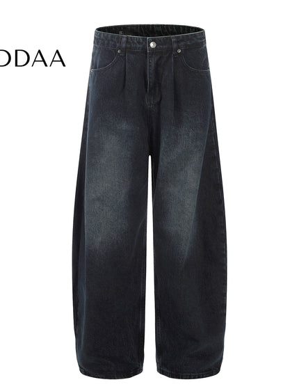 Washed Blue Three-Dimensional Curved Knife Jeans - Dark Blue / S - Men’s Jeans