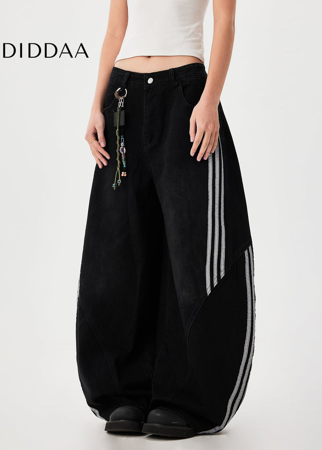 Washed Blue Wide Leg Deconstructed Jeans Trendy Design - Men’s Jeans