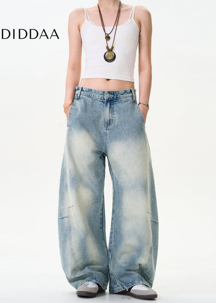Washed Distressed Loose Fit Scimitar Pants - Men’s Jeans