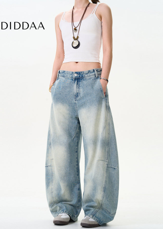 Washed Distressed Loose Fit Scimitar Pants - Men’s Jeans