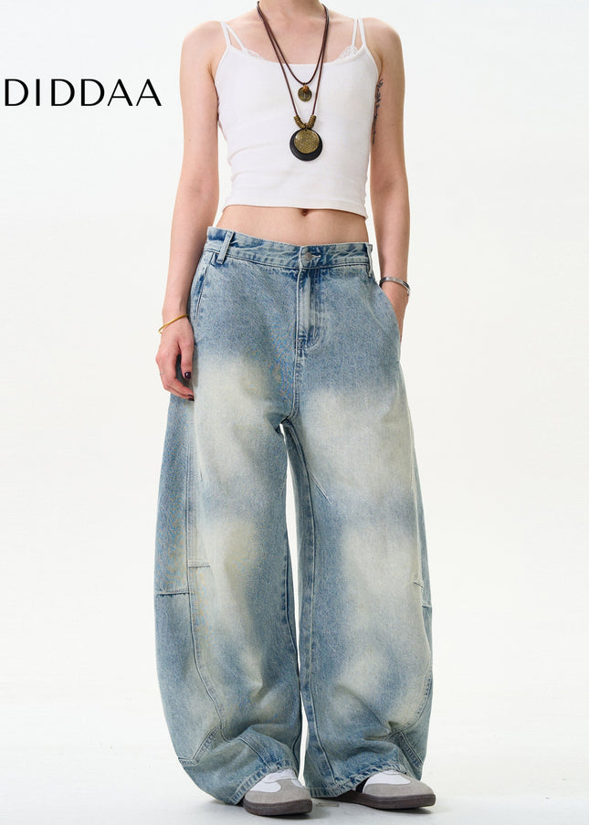 Washed Distressed Loose Fit Scimitar Pants - Men’s Jeans