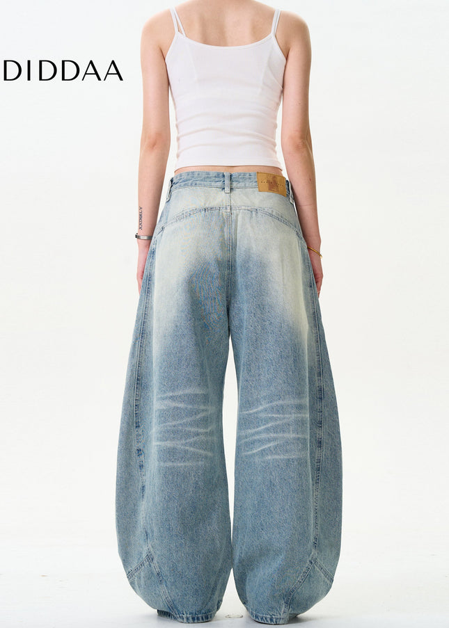 Washed Distressed Loose Fit Scimitar Pants - Men’s Jeans