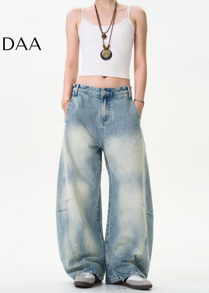 Washed Distressed Loose Fit Scimitar Pants - S / Light Blue - Men’s Jeans