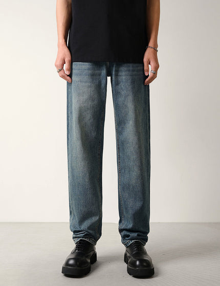 Washed Distressed Micro Tapered Straight Jeans - 28 / Blue - Men’s Jeans