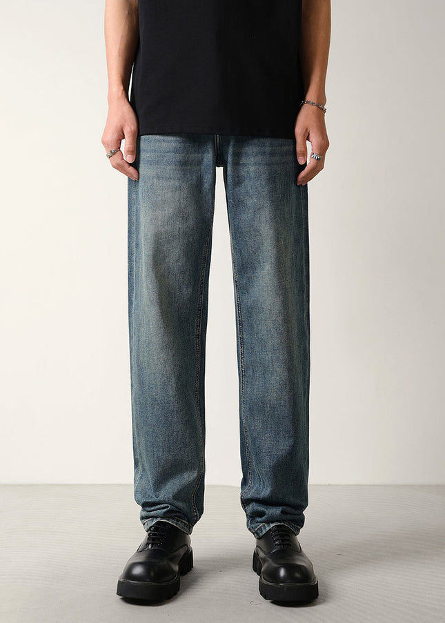Washed Distressed Micro Tapered Straight Jeans - 28 / Blue - Men’s Jeans