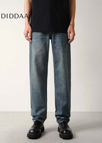 Washed Distressed Micro Tapered Straight Jeans - Men’s Jeans