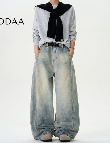 Washed Distressed Vintage Scimitar Jeans for Men and Women - XS / Mid Blue - Men’s Jeans