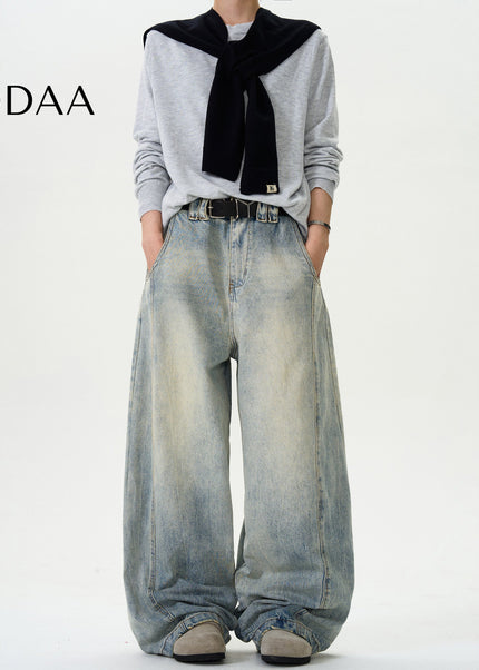 Washed Distressed Vintage Scimitar Jeans for Men and Women - XS / Mid Blue - Men’s Jeans