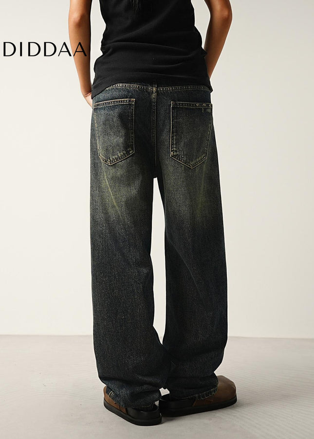 Washed Vintage Loose Wide-Leg Machete Jeans - Men’s Jeans