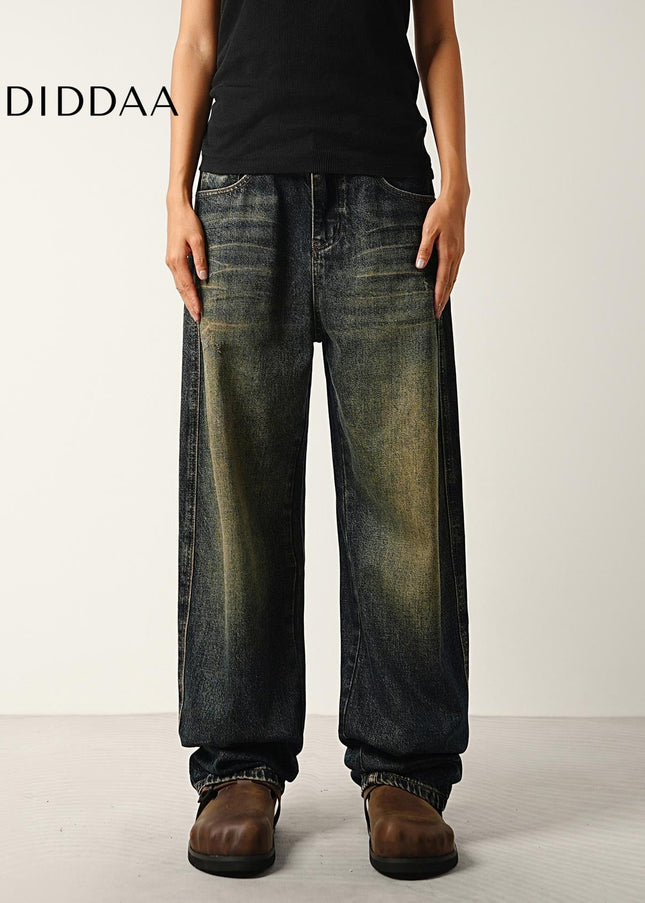 Washed Vintage Loose Wide-Leg Machete Jeans - Men’s Jeans