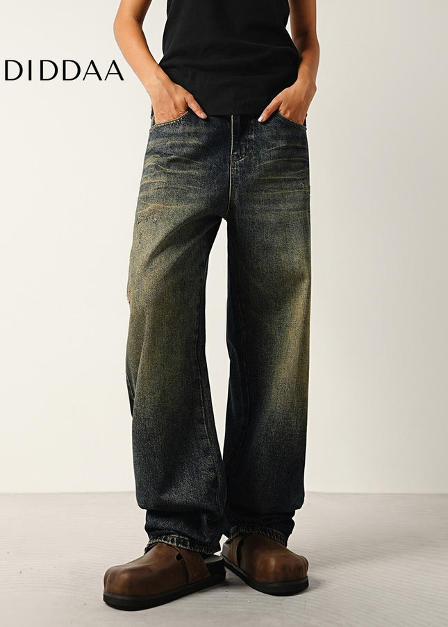 Washed Vintage Loose Wide-Leg Machete Jeans - Men’s Jeans