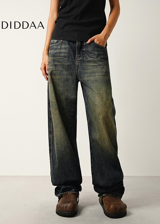 Washed Vintage Loose Wide-Leg Machete Jeans - Men’s Jeans