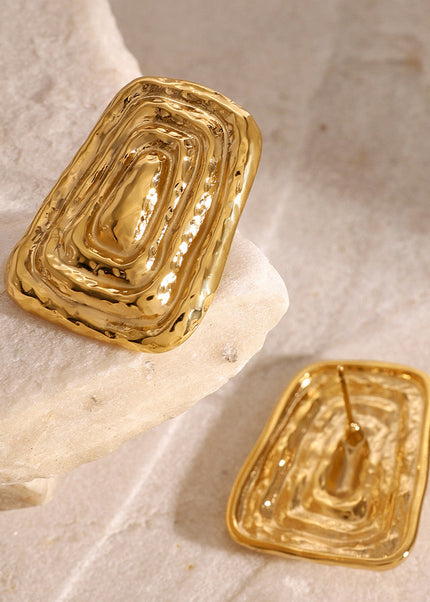 Jieding European and American stainless steel geometric earrings high-end retro stud earrings 18k non-fading titanium steel earrings cross-border