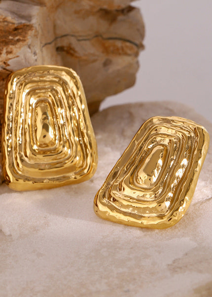 Jieding European and American stainless steel geometric earrings high-end retro stud earrings 18k non-fading titanium steel earrings cross-border