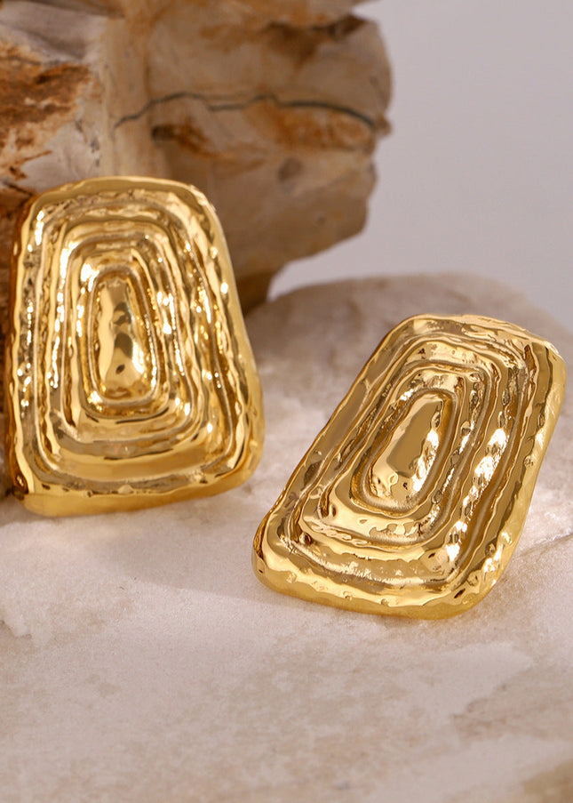 Jieding European and American stainless steel geometric earrings high-end retro stud earrings 18k non-fading titanium steel earrings cross-border