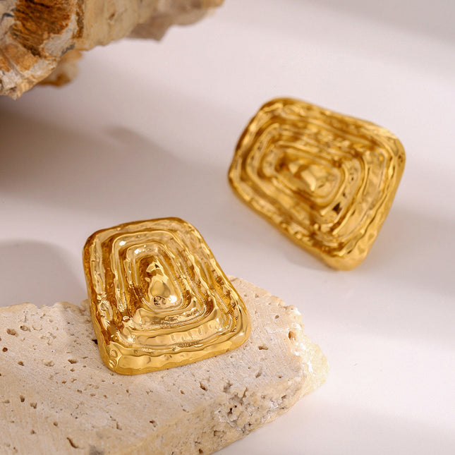 Jieding European and American stainless steel geometric earrings high-end retro stud earrings 18k non-fading titanium steel earrings cross-border