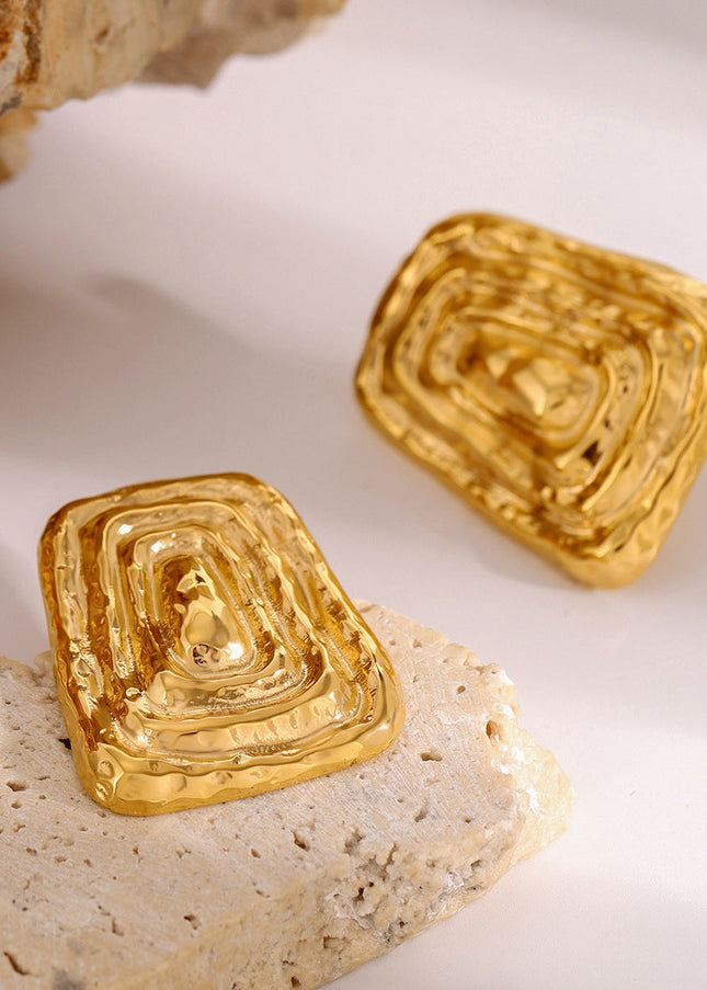 Jieding European and American stainless steel geometric earrings high-end retro stud earrings 18k non-fading titanium steel earrings cross-border