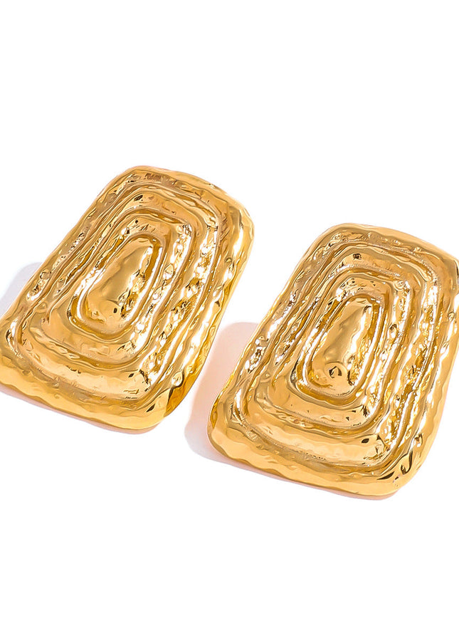 Jieding European and American stainless steel geometric earrings high-end retro stud earrings 18k non-fading titanium steel earrings cross-border