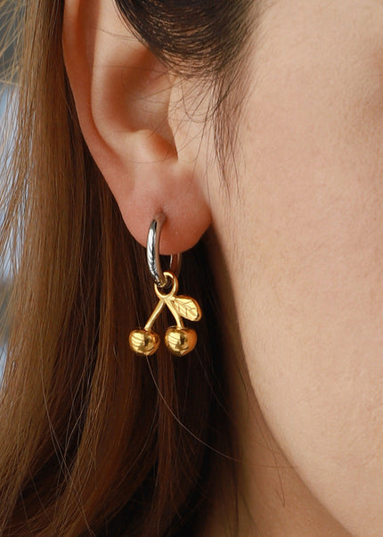 Jieding European and American cherry titanium steel stud earrings, light luxury, high-end earrings, cross-border stainless steel jewelry earrings