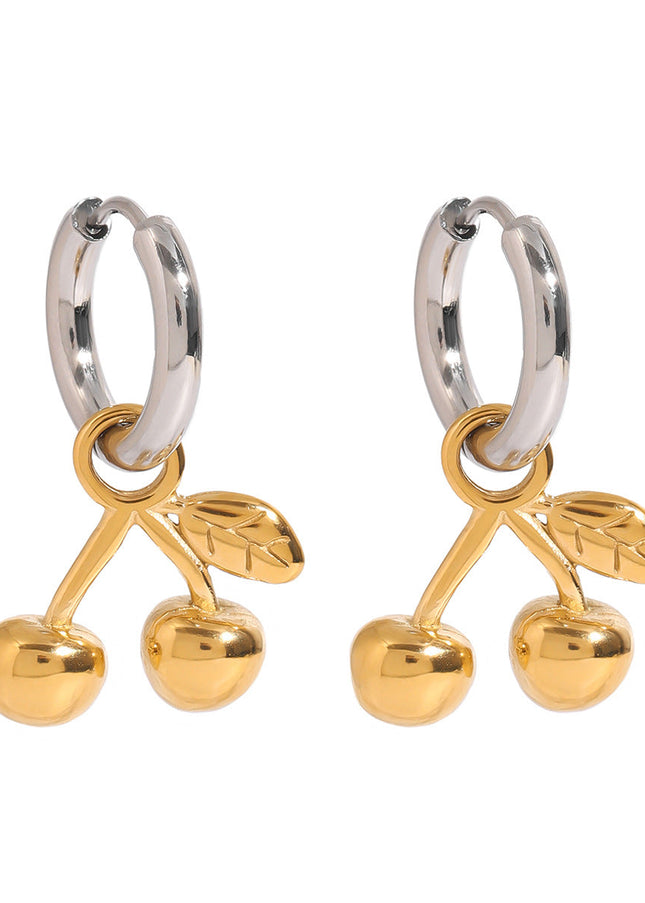 Jieding European and American cherry titanium steel stud earrings, light luxury, high-end earrings, cross-border stainless steel jewelry earrings